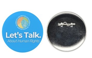 Let's Talk About Human Rights 3" pin button